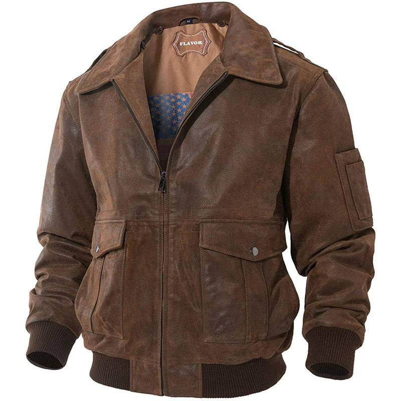 Men's Leather Bomber Jacket