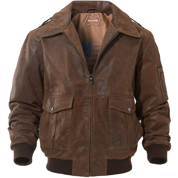 Men's Leather Bomber Jacket